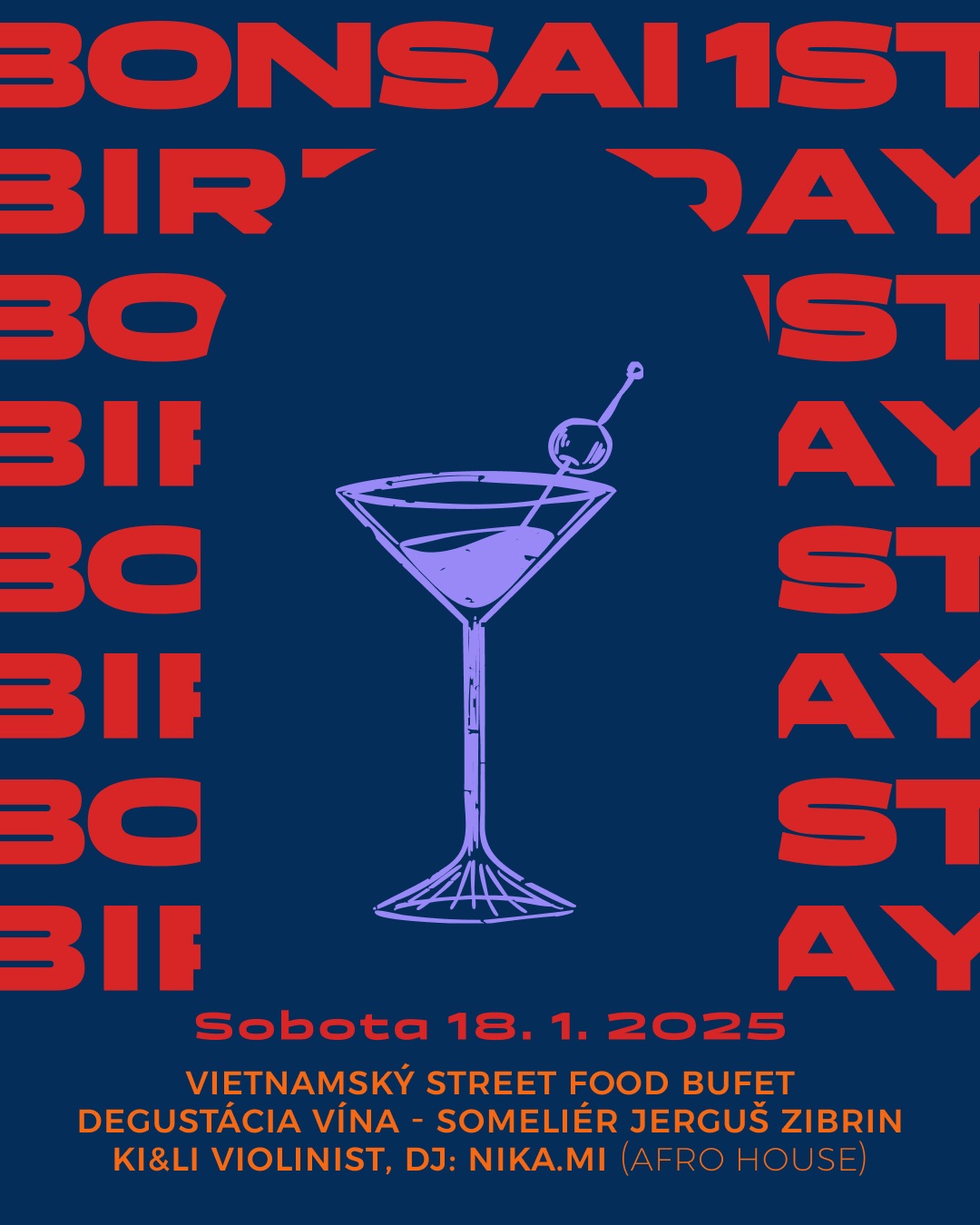 Bonsai first birthday event poster