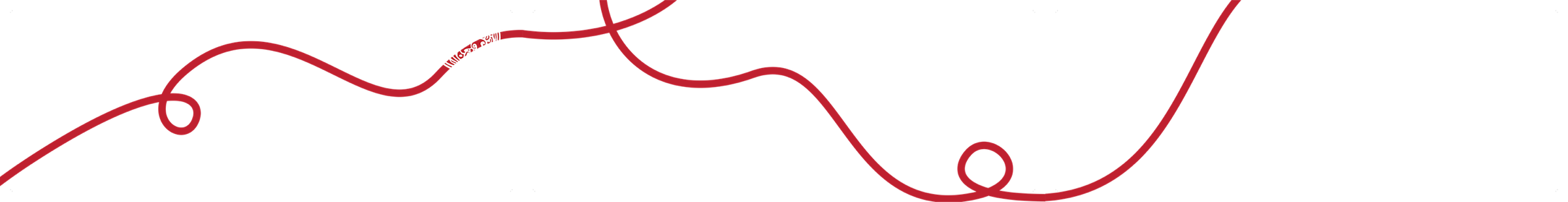Bonsai window artwork: the red thread running through line-drawn dishes