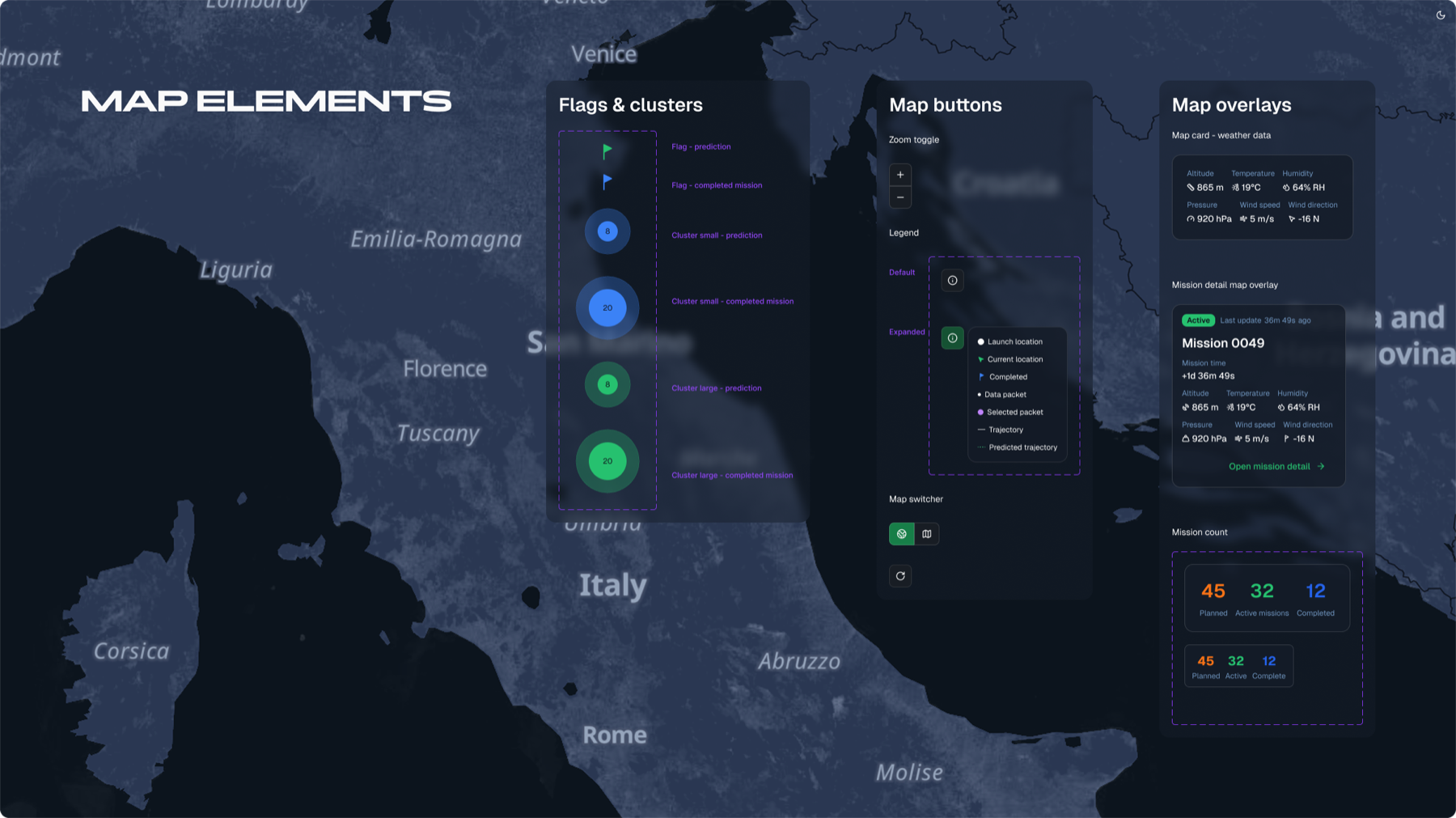 Map custom elements style guide